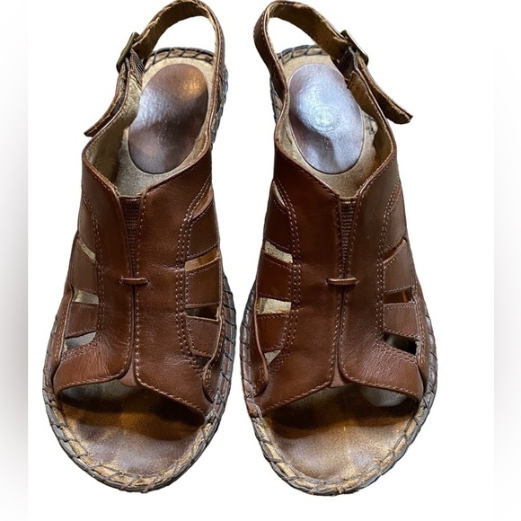 Duck Head Brown Leather Clog Wedge Sandals Sz 6 1/2 - Picture 3 of 9